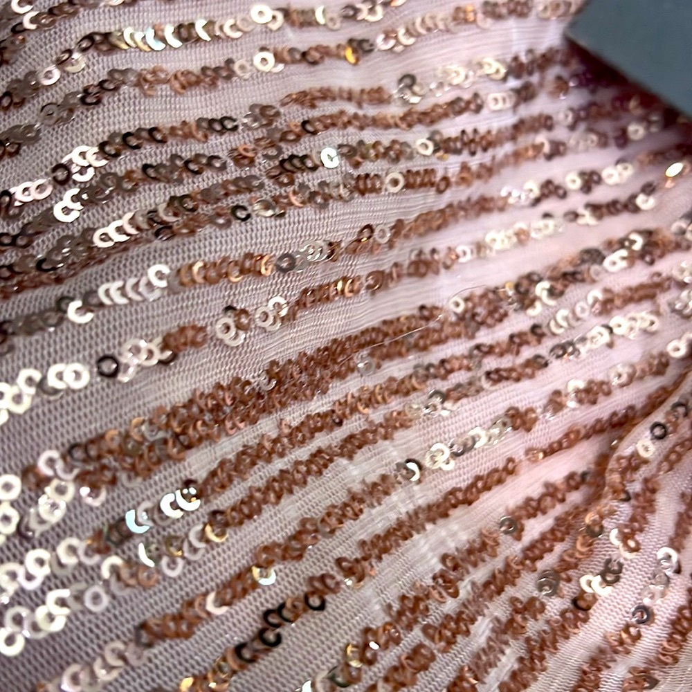 BRAND NEW Vince Camuto NWT $138 Gold Sequin Mesh Sheath Dress in Blush |Size 14 - Picture 3 of 3